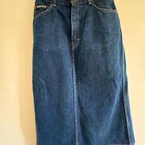 Vintage Blue Denim Midi Skirt